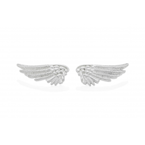 The Guardian's Embrace � Angel Wings Earcuffs Silver
