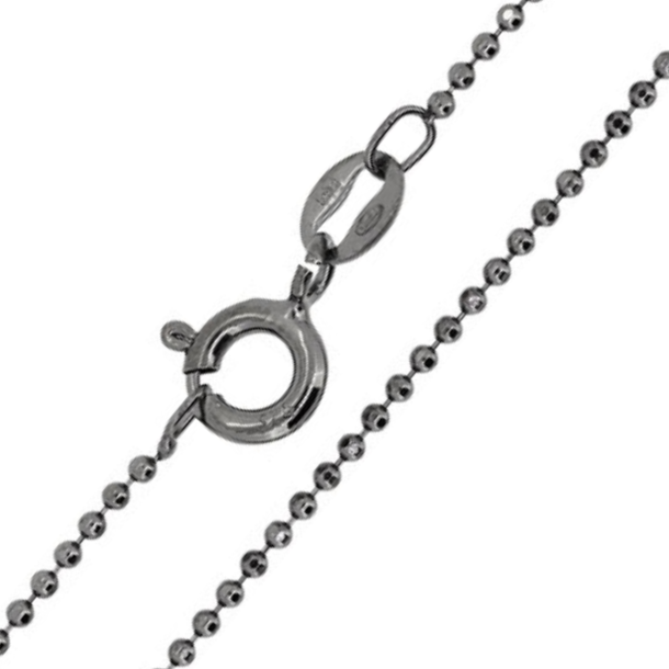 Facetteret kuglekde med ls, 925s (slv) sort rhodineret -  1,2mm